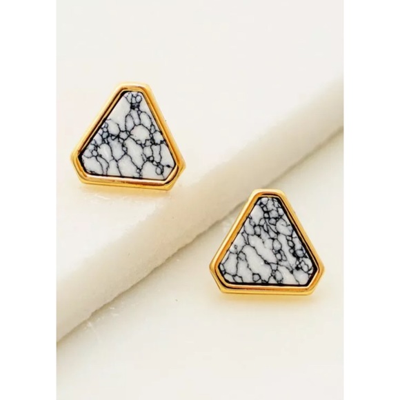 Jewelry - White Natural Stone Triangle Stud Boho Earrings